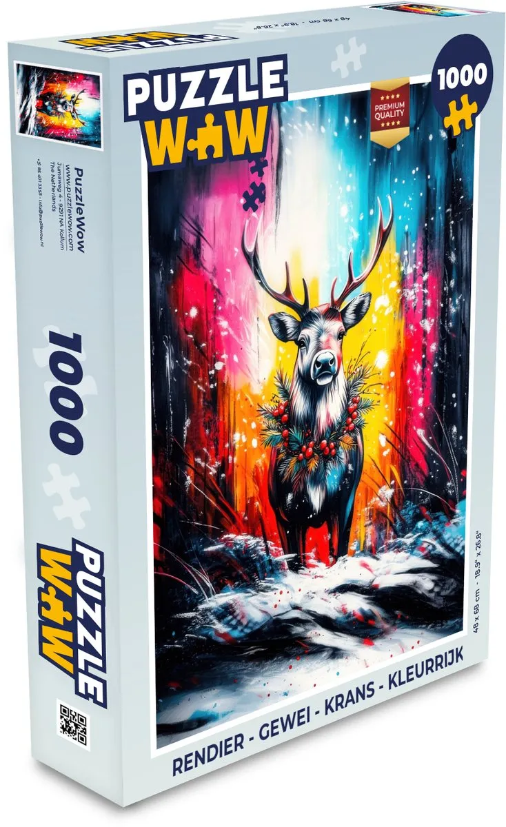 PuzzleWow Rendier Gewei Krans Legpuzzel 1000 Stuks