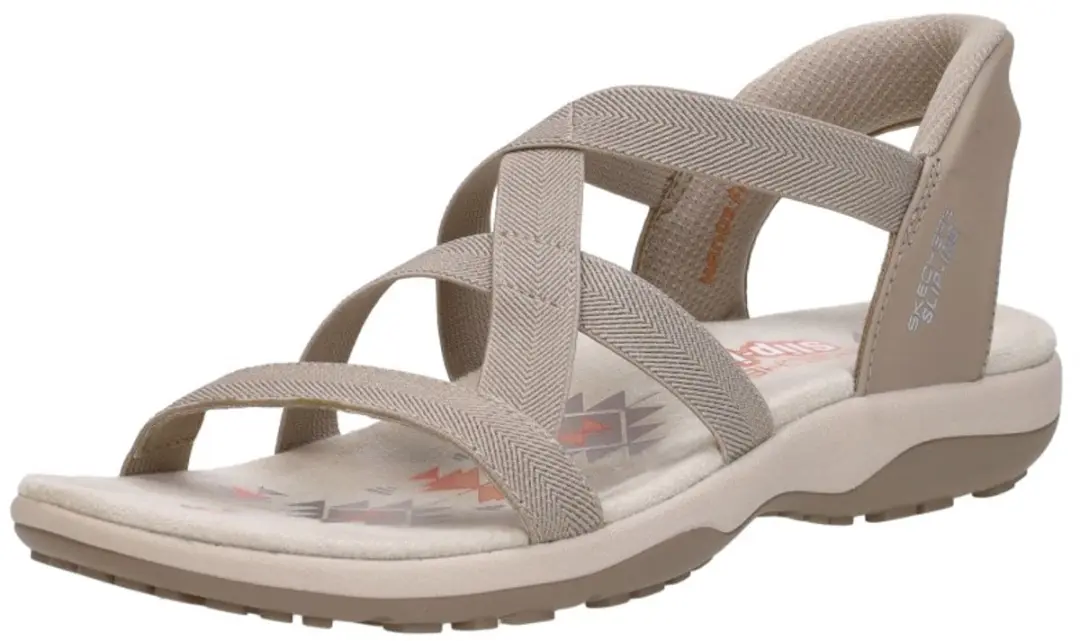 Skechers Reggae Slim Stretch Flex Dames Sandalen - Taupe - afbeelding 4 van 6