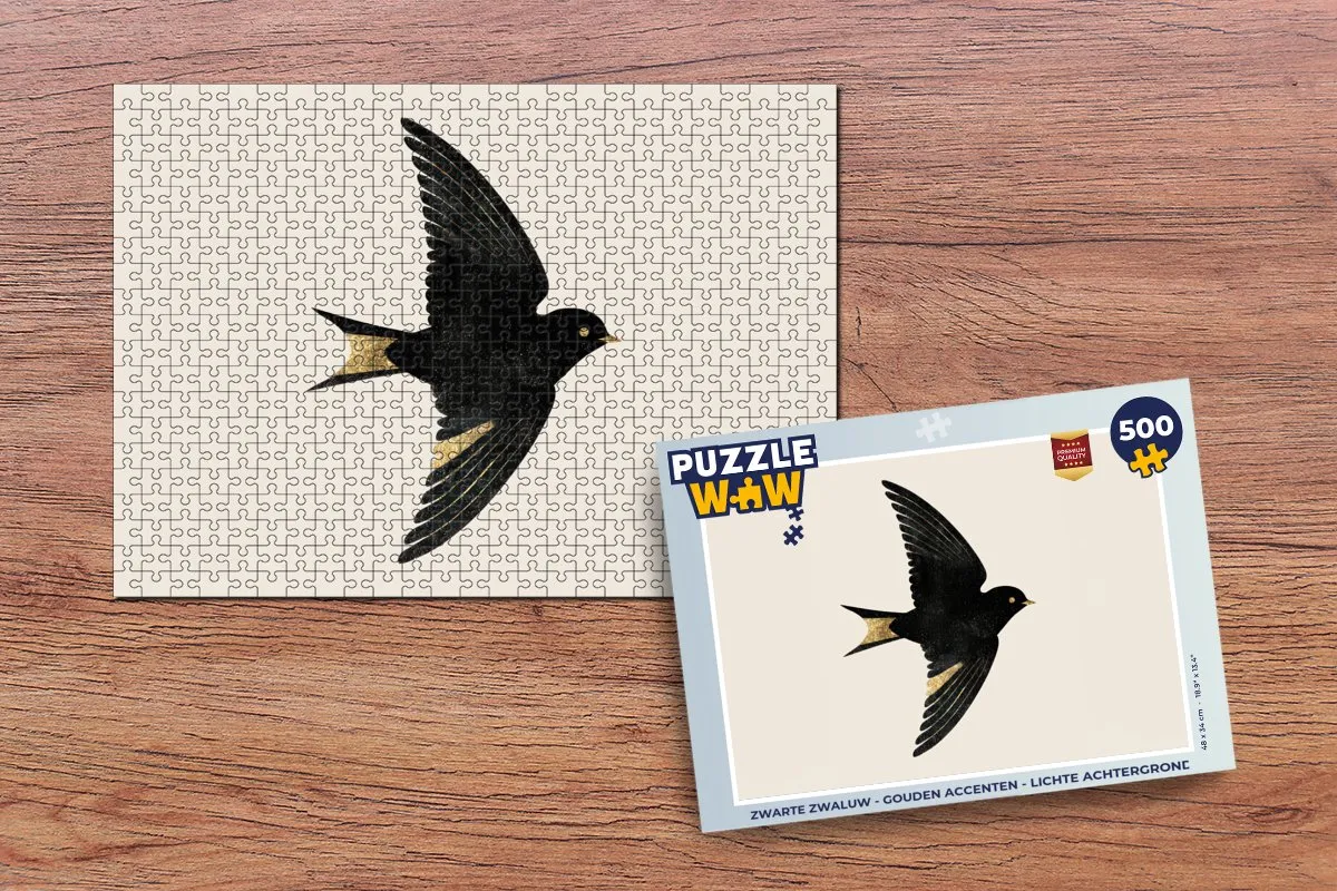 PuzzleWow Puzzel Zwarte Zwaluw 500 Stuks - Gouden Accenten