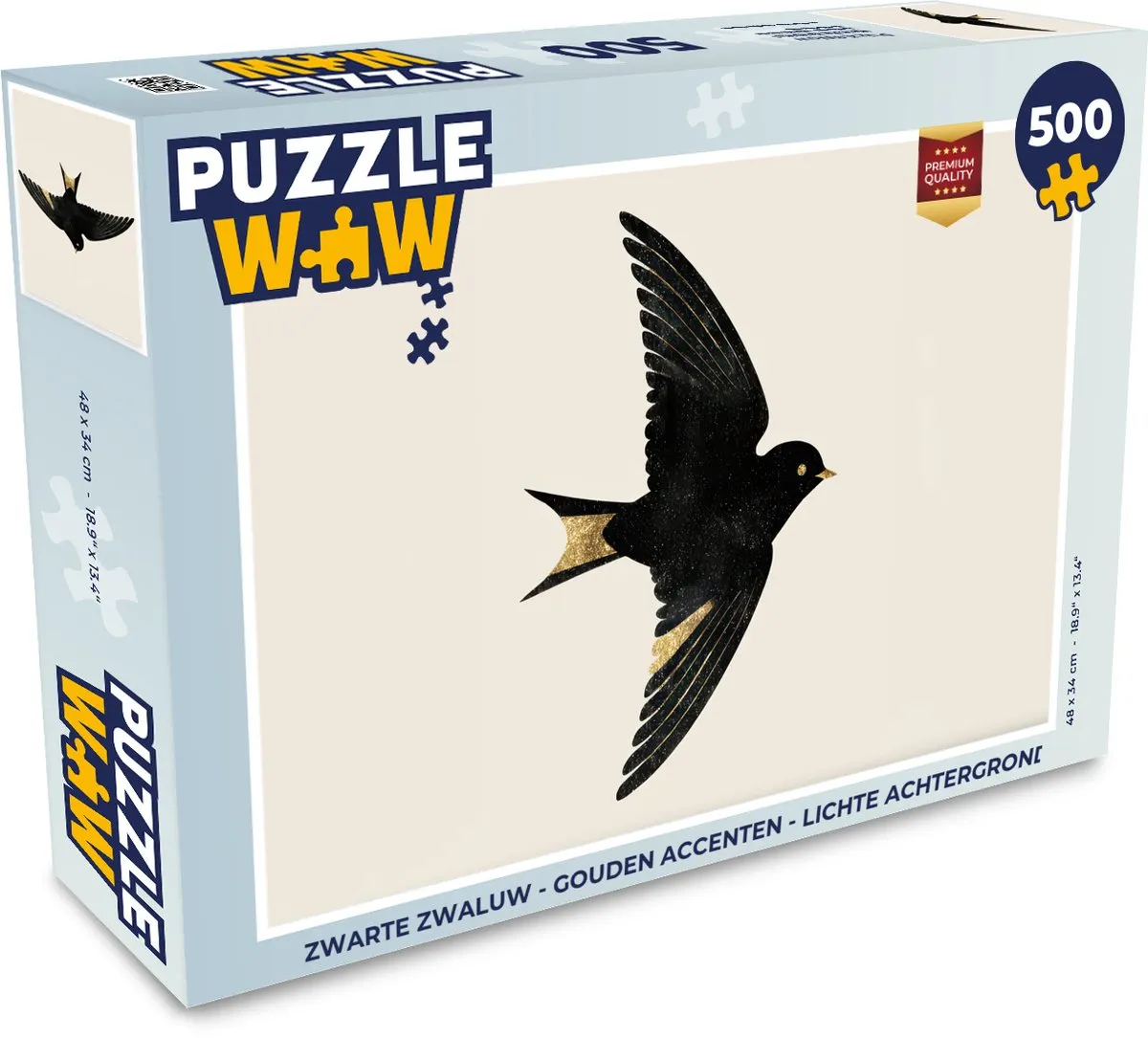 PuzzleWow Puzzel Zwarte Zwaluw 500 Stuks - Gouden Accenten