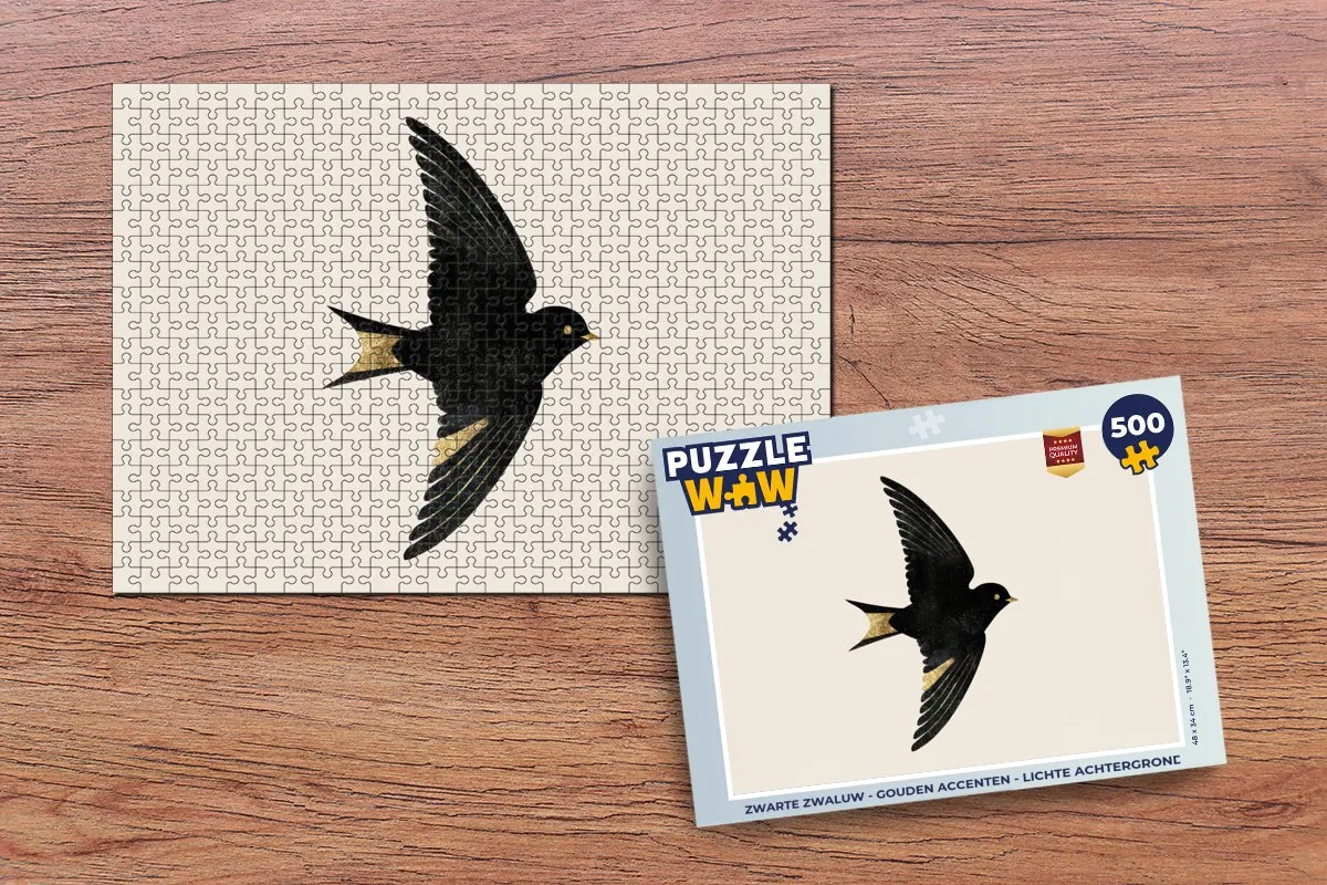 PuzzleWow Puzzel Zwarte Zwaluw 500 Stuks - Gouden Accenten