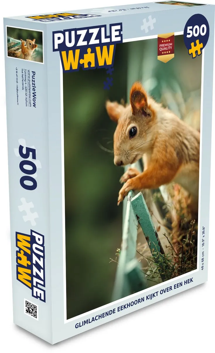 PuzzleWow Legpuzzel Glimlachende Eekhoorn 500 Stuks