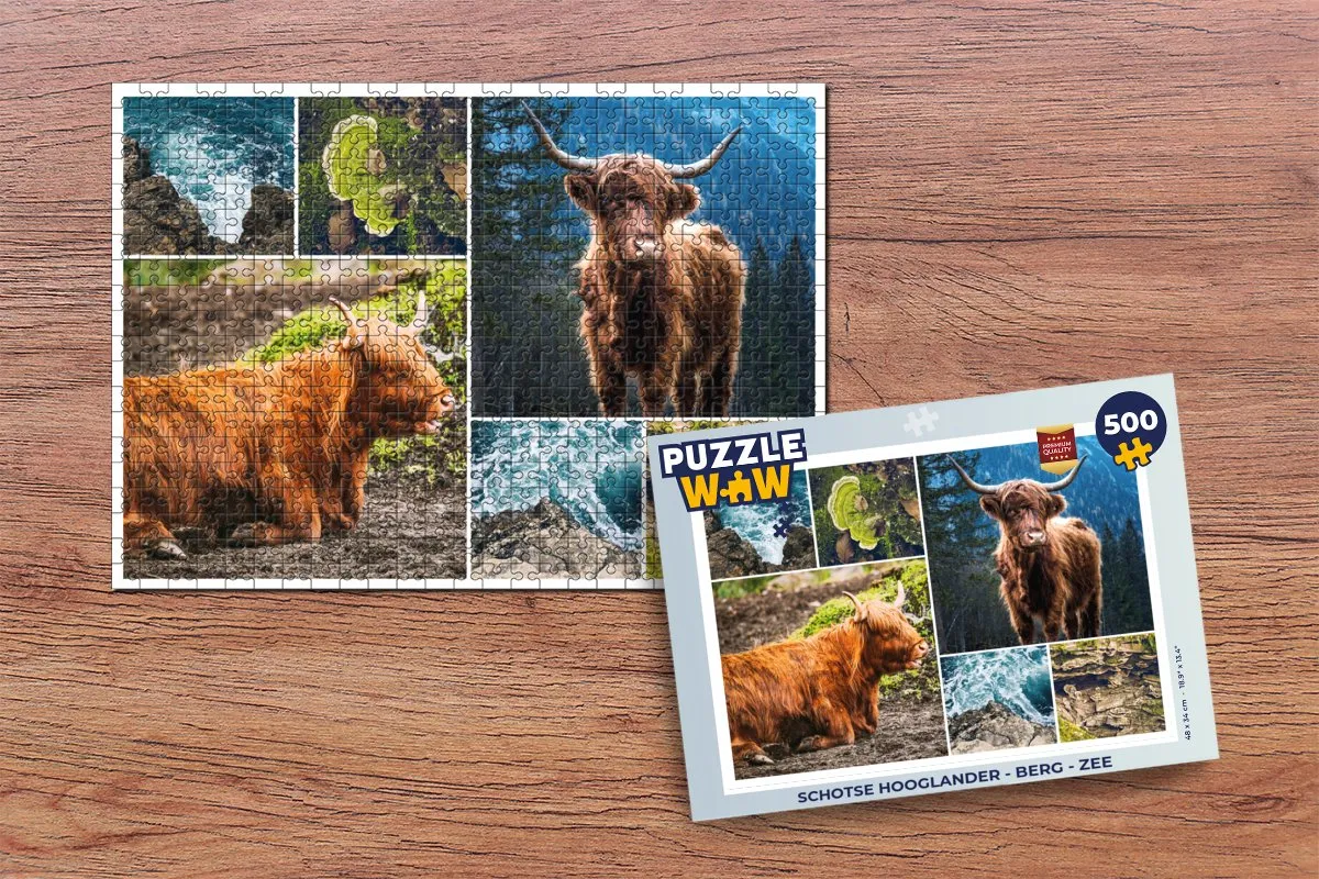 PuzzleWow Schotse Hooglander Legpuzzel 500 Stuks - Multicolor