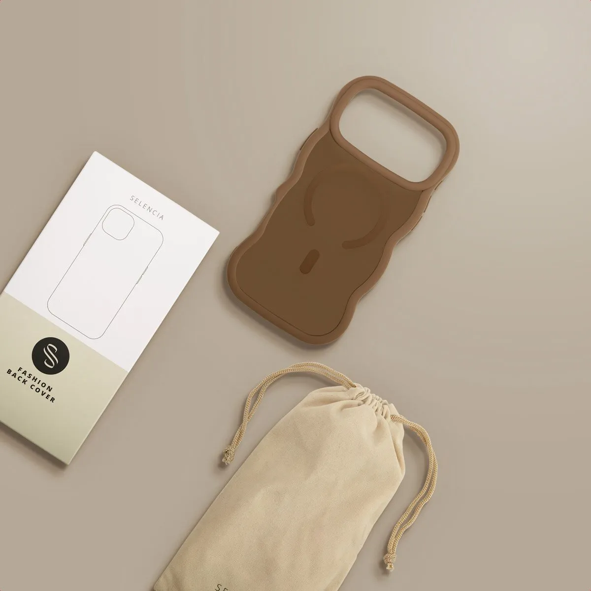 Selencia Wavy Case iPhone 17 Pro Max - Mocha Brown