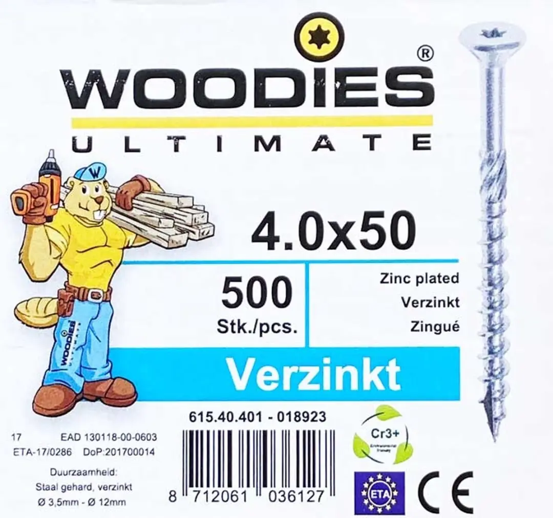 Woodies Ultimate Torx 20 Schroeven 4x50mm - 500 Stuks - Verzinkt - afbeelding 2 van 5