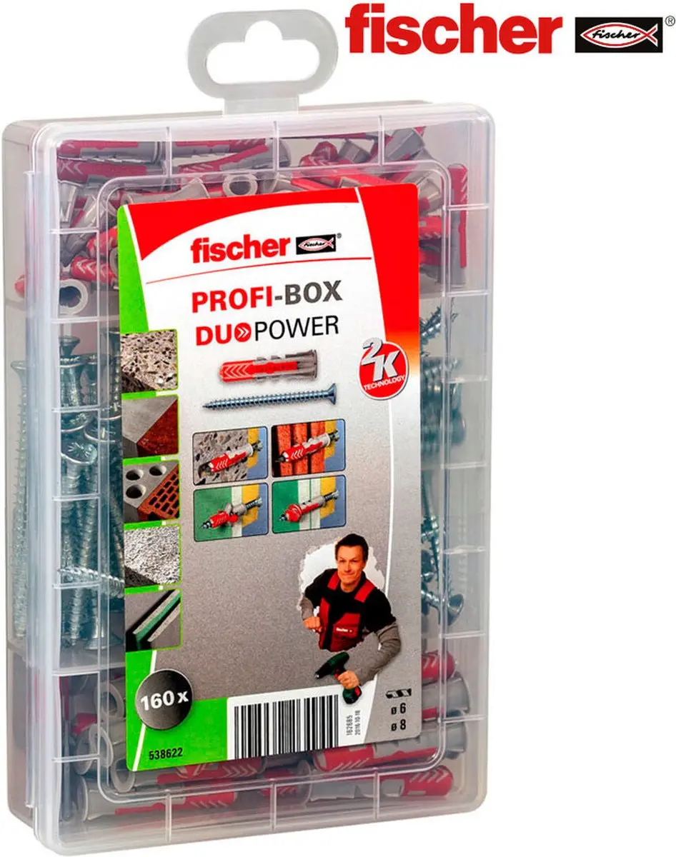 Fischer Profi-Box DuoPower Pluggen & Schroeven - 160 Stuks - afbeelding 6 van 6