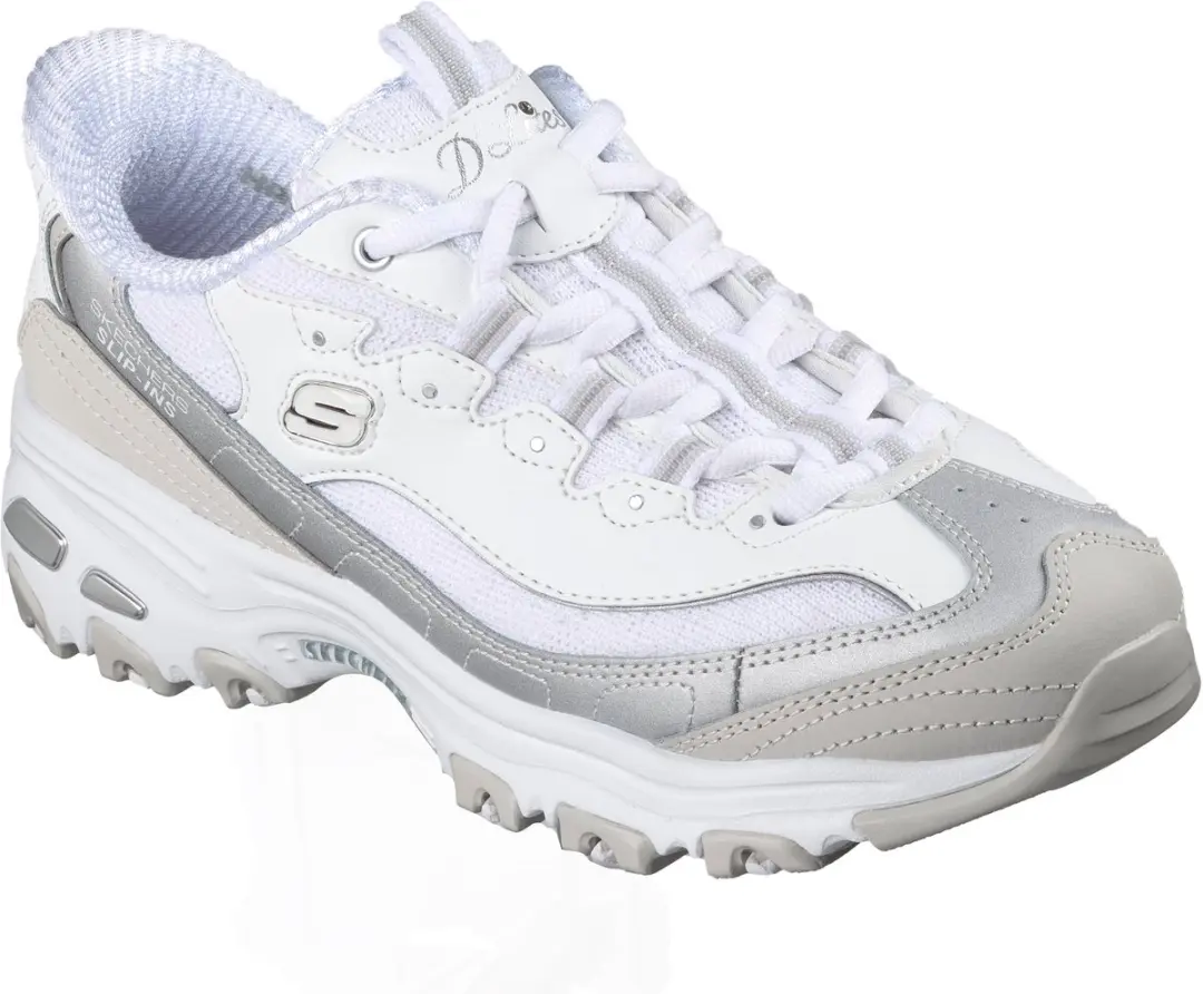 Skechers D’LITES Smooth Nostalgia Dames Instappers 41 - Wit/Zilver - afbeelding 2 van 6