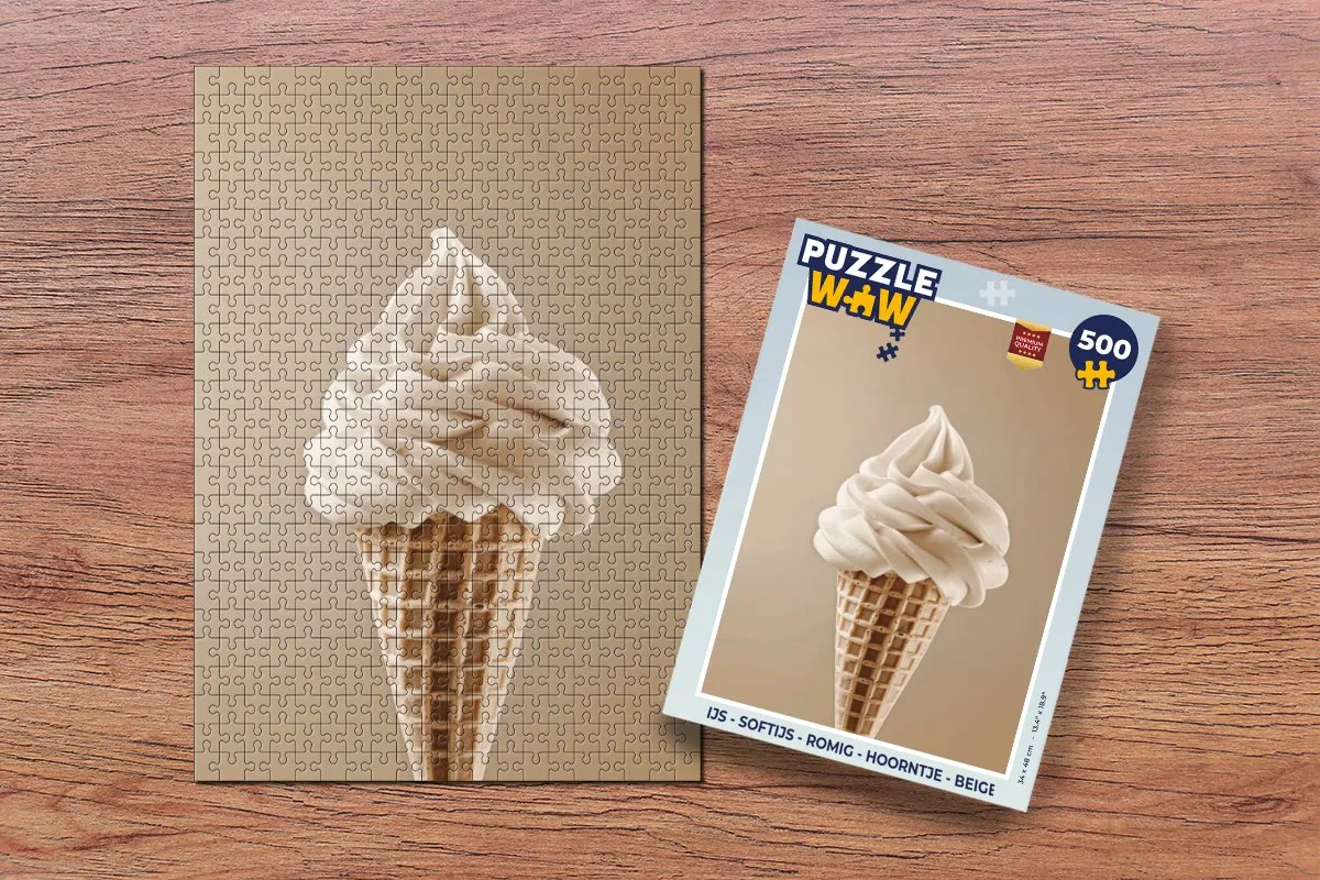 PuzzleWow IJs Romig Hoorntje Puzzel 500 Stuks - Beige