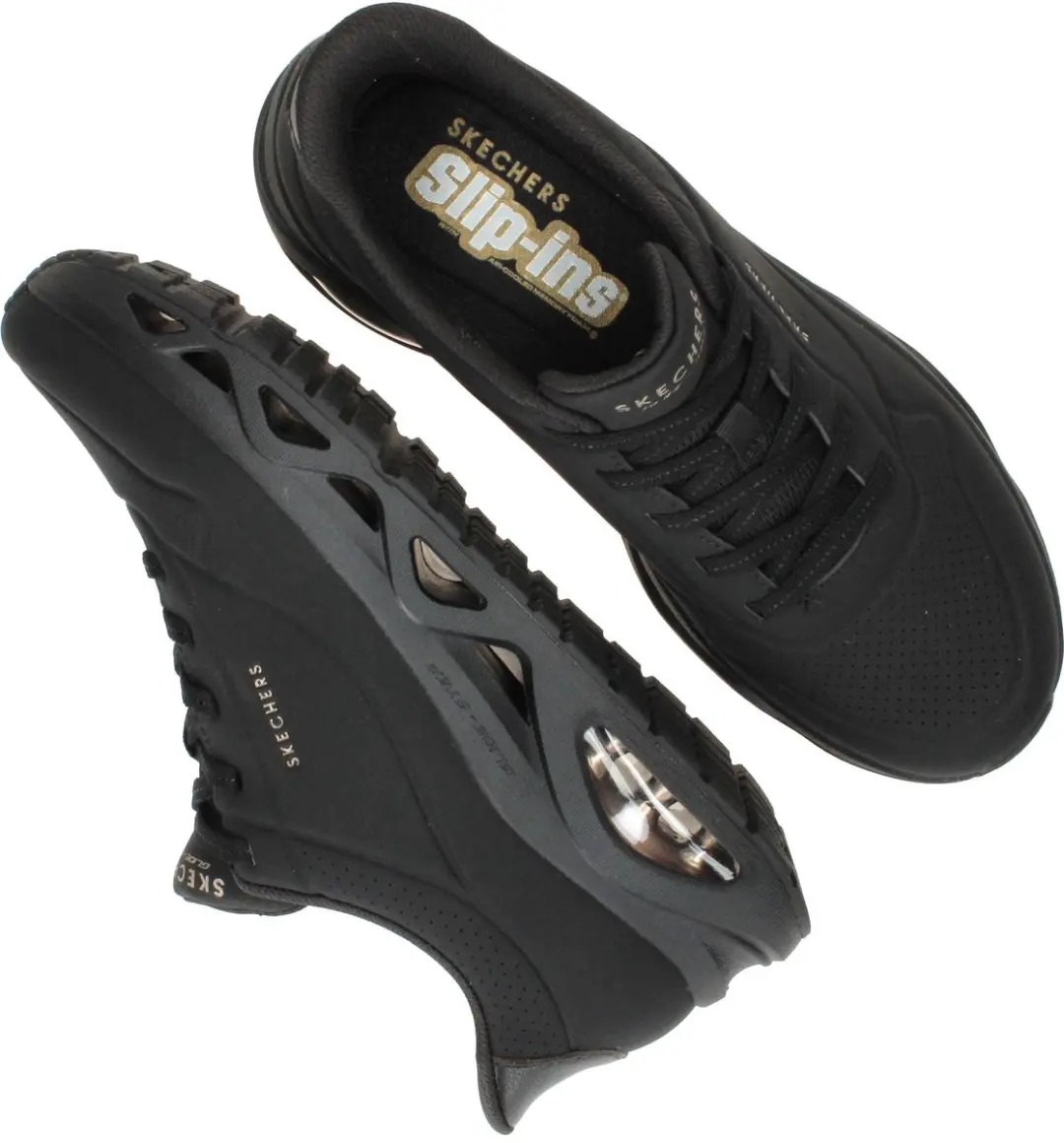 Skechers Uno Glide Step Glide On Air Sneakers 190113 - Dames - Zwart - afbeelding 4 van 6
