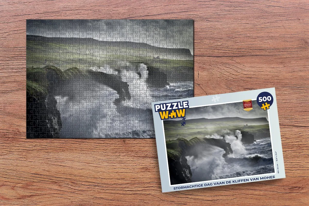 PuzzleWow Stormachtige dag Cliffs of Moher Legpuzzel 500 Stuks - Multicolor