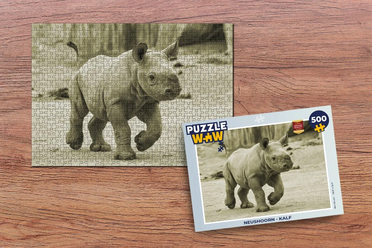 PuzzleWow Neushoorn Legpuzzel 500 Stuks - Multicolor