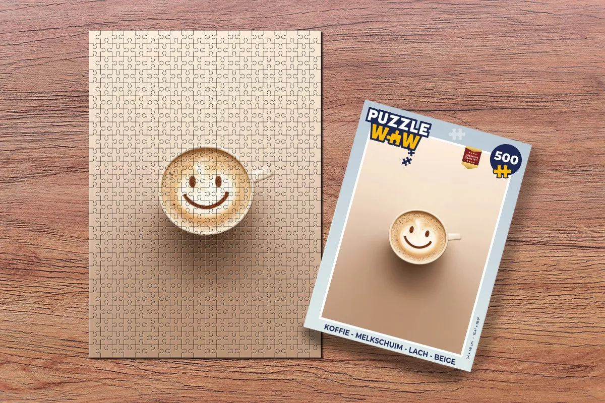 PuzzleWow Lach Koffie Puzzel 500 Stuks - Beige