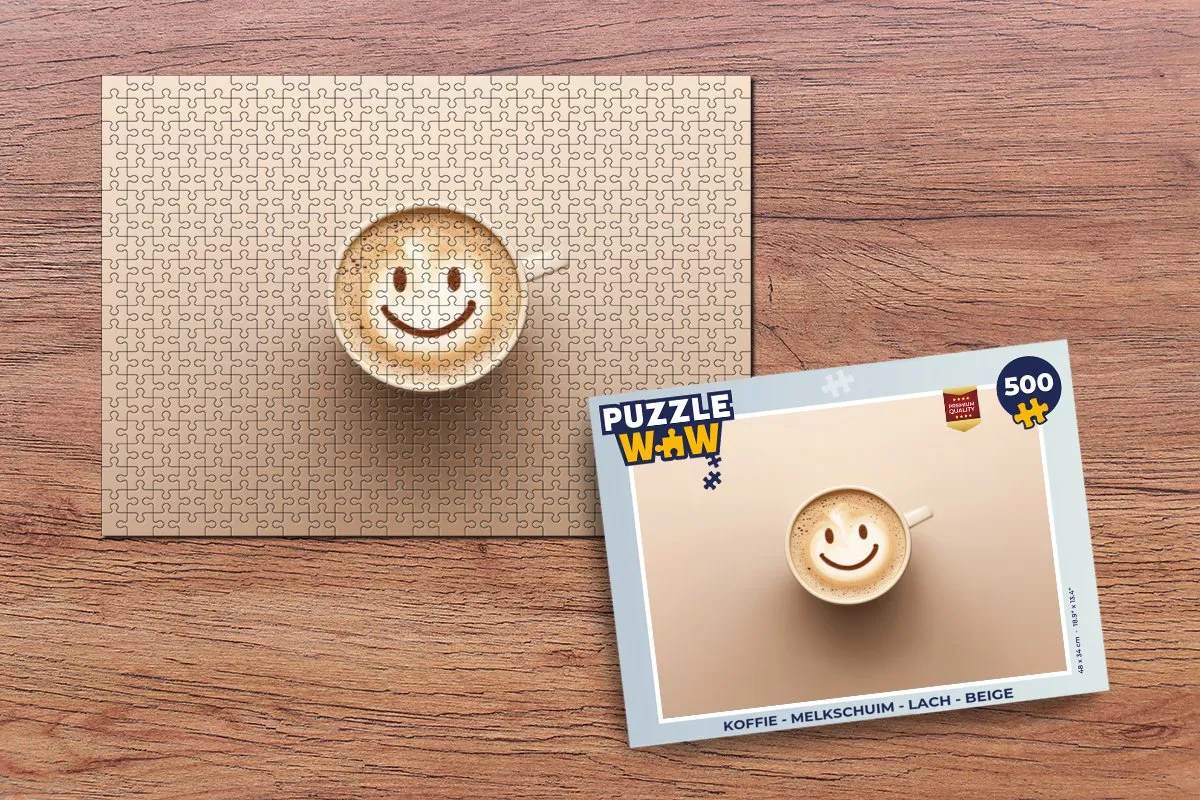 PuzzleWow Lach Koffie Puzzel 500 Stuks - Beige