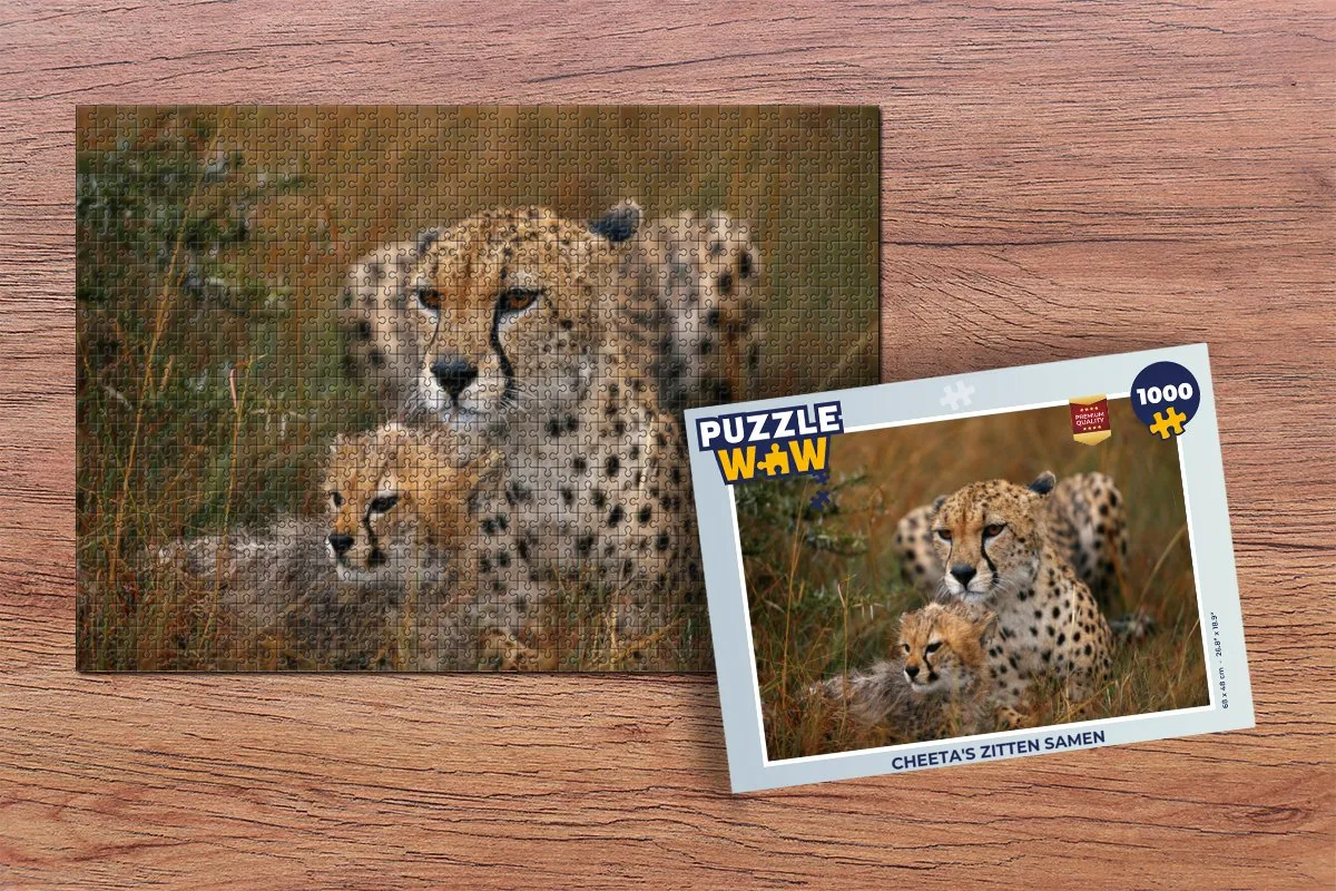PuzzleWow Cheeta's Zitten Samen Legpuzzel 1000 Stuks - Multicolor