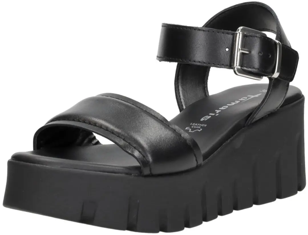Tamaris Sandalen Met Hak zwart Leer - Maat 38 - afbeelding 4 van 6