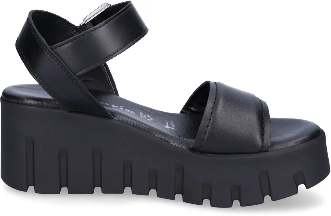 Tamaris Sandalen Met Hak zwart Leer - Maat 38 - afbeelding 2 van 6