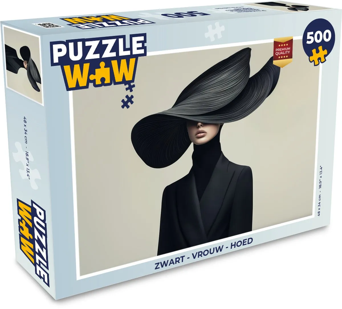 PuzzleWow Vrouw Hoed Legpuzzel 500 Stuks - Zwart