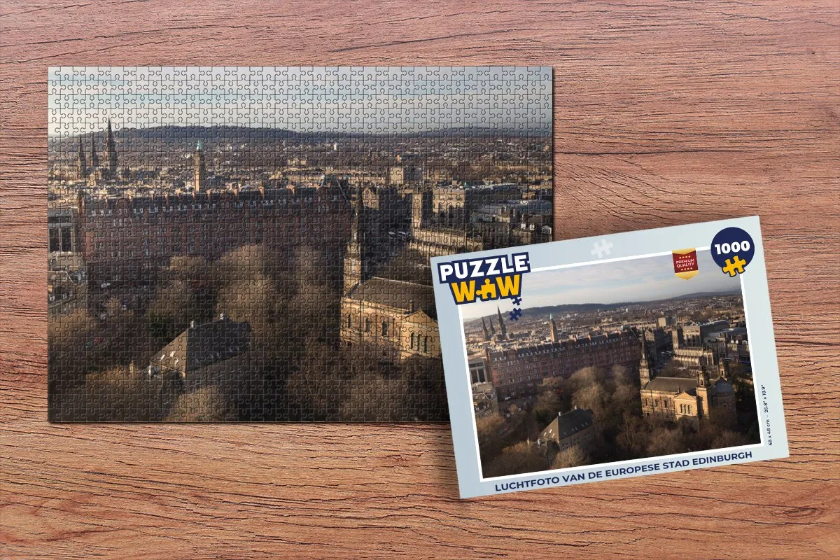 PuzzleWow Edinburgh Lucht Legpuzzel 1000 Stuks - Multicolor