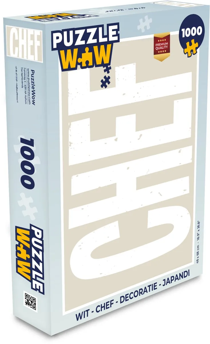 PuzzleWow Chef Wit Legpuzzel 1000 Stuks - Japandi Decoratie