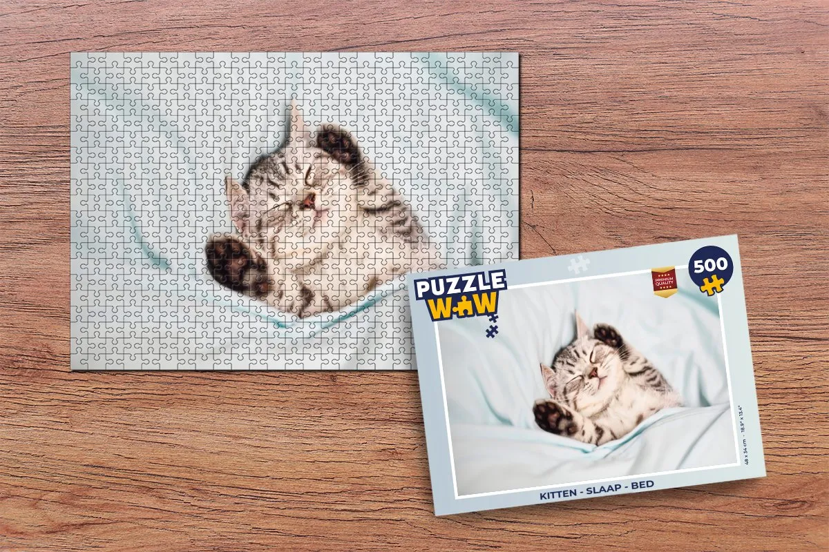 PuzzleWow Legpuzzel Kitten Slaap Bed 500 Stuks - Multicolor