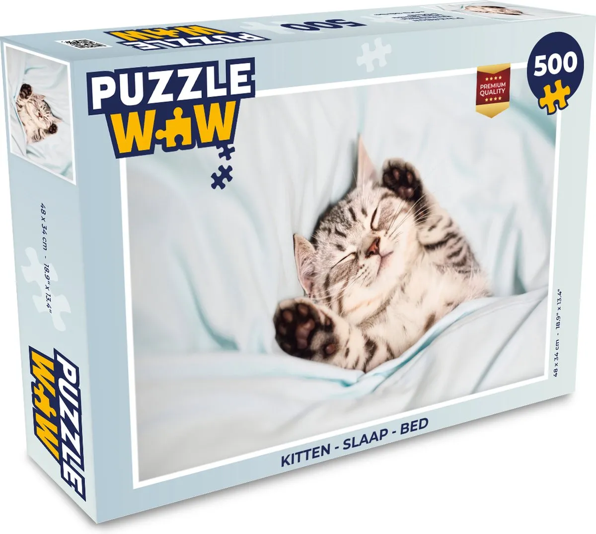 PuzzleWow Legpuzzel Kitten Slaap Bed 500 Stuks