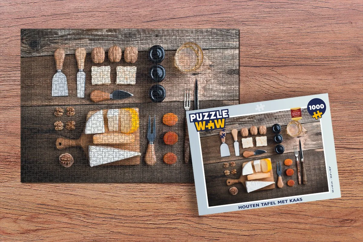 PuzzleWow Houten Tafelpuzzel 1000 Stuks - Multicolor