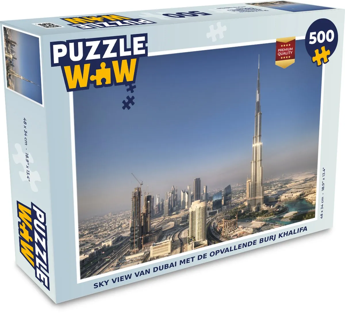 PuzzleWow Sky View Dubai Legpuzzel 500 Stuks - Burj Khalifa - Multicolor