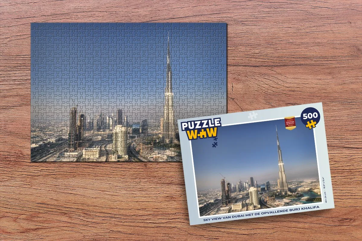 PuzzleWow Sky View Dubai Legpuzzel 500 Stuks - Burj Khalifa - Multicolor