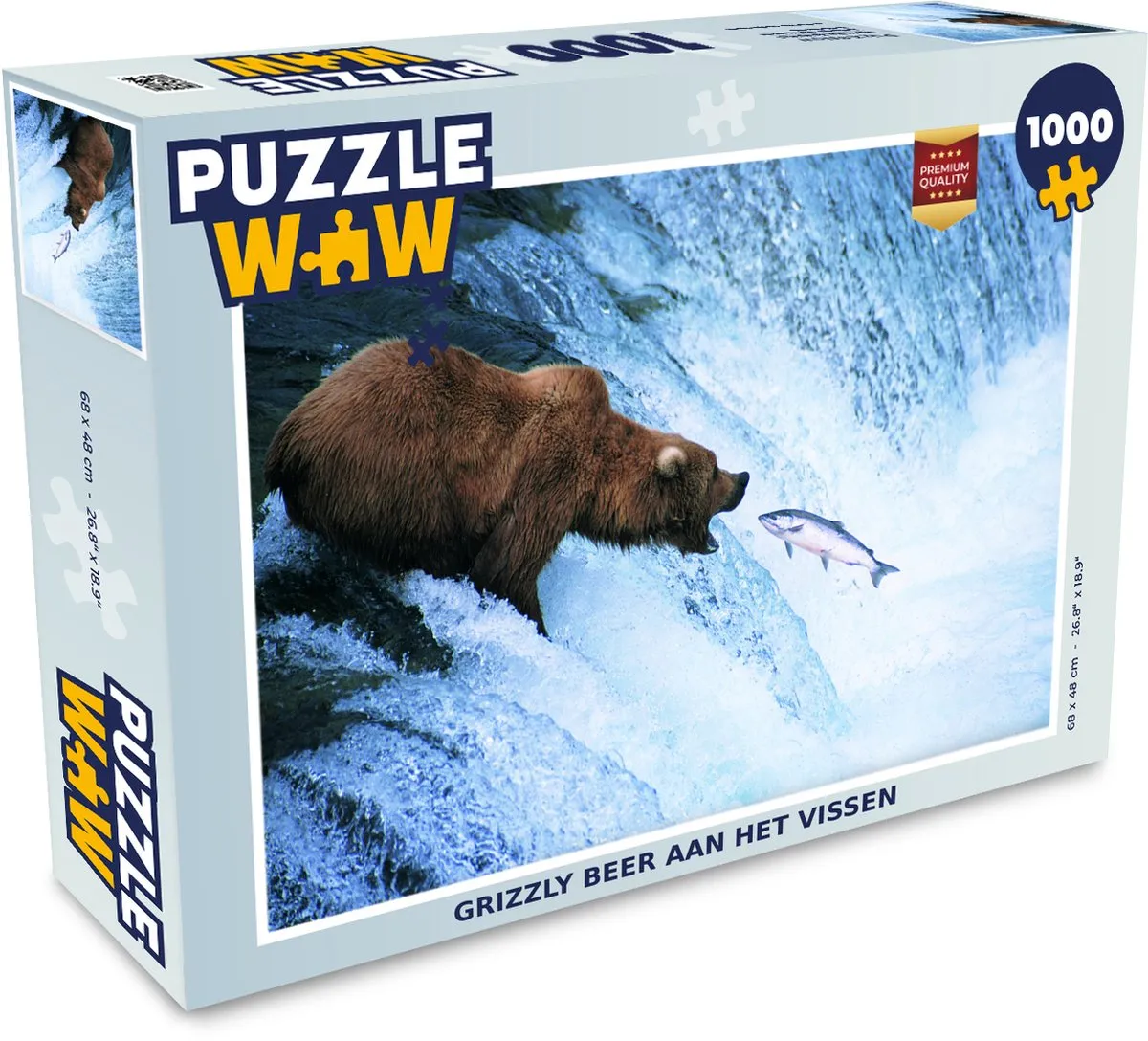 PuzzleWow Beer Vis Waterval Legpuzzel 1000 Stuks - Multicolor