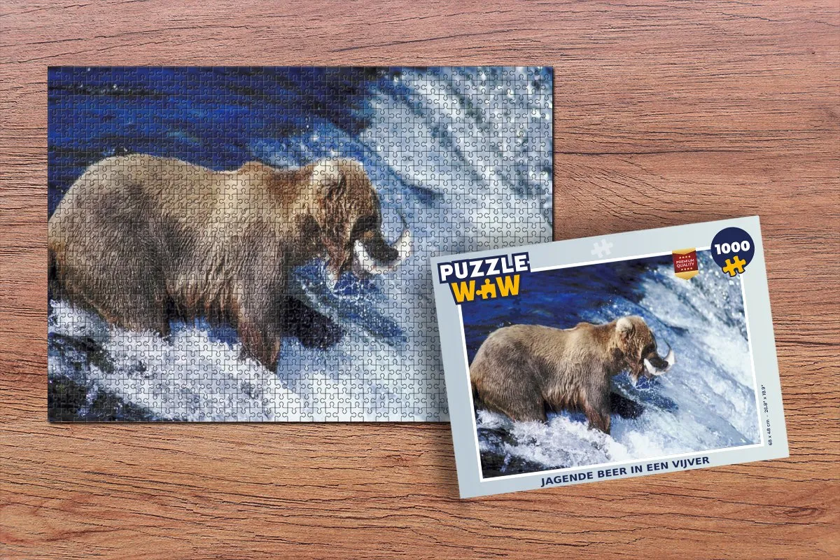 PuzzleWow Beer Vis Waterval Legpuzzel 1000 Stuks - Multicolor