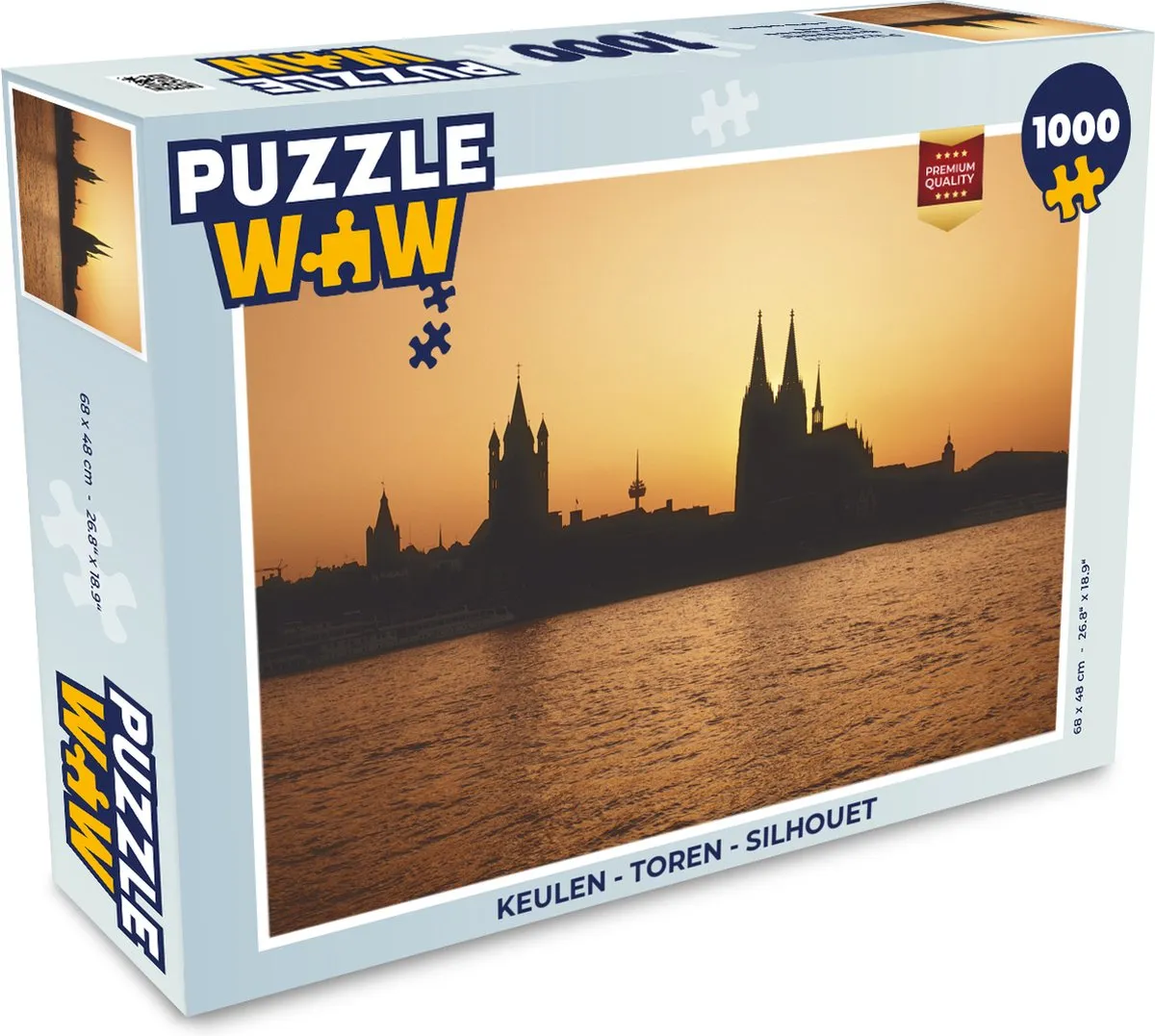 PuzzleWow Keulen Toren Silhouet Legpuzzel 1000 Stuks - Multicolor
