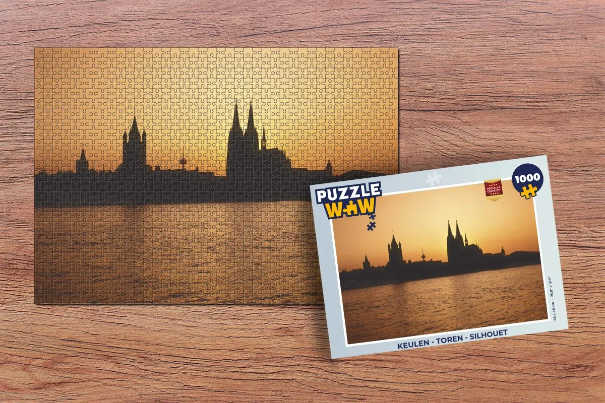 PuzzleWow Keulen Toren Silhouet Legpuzzel 1000 Stuks - Multicolor