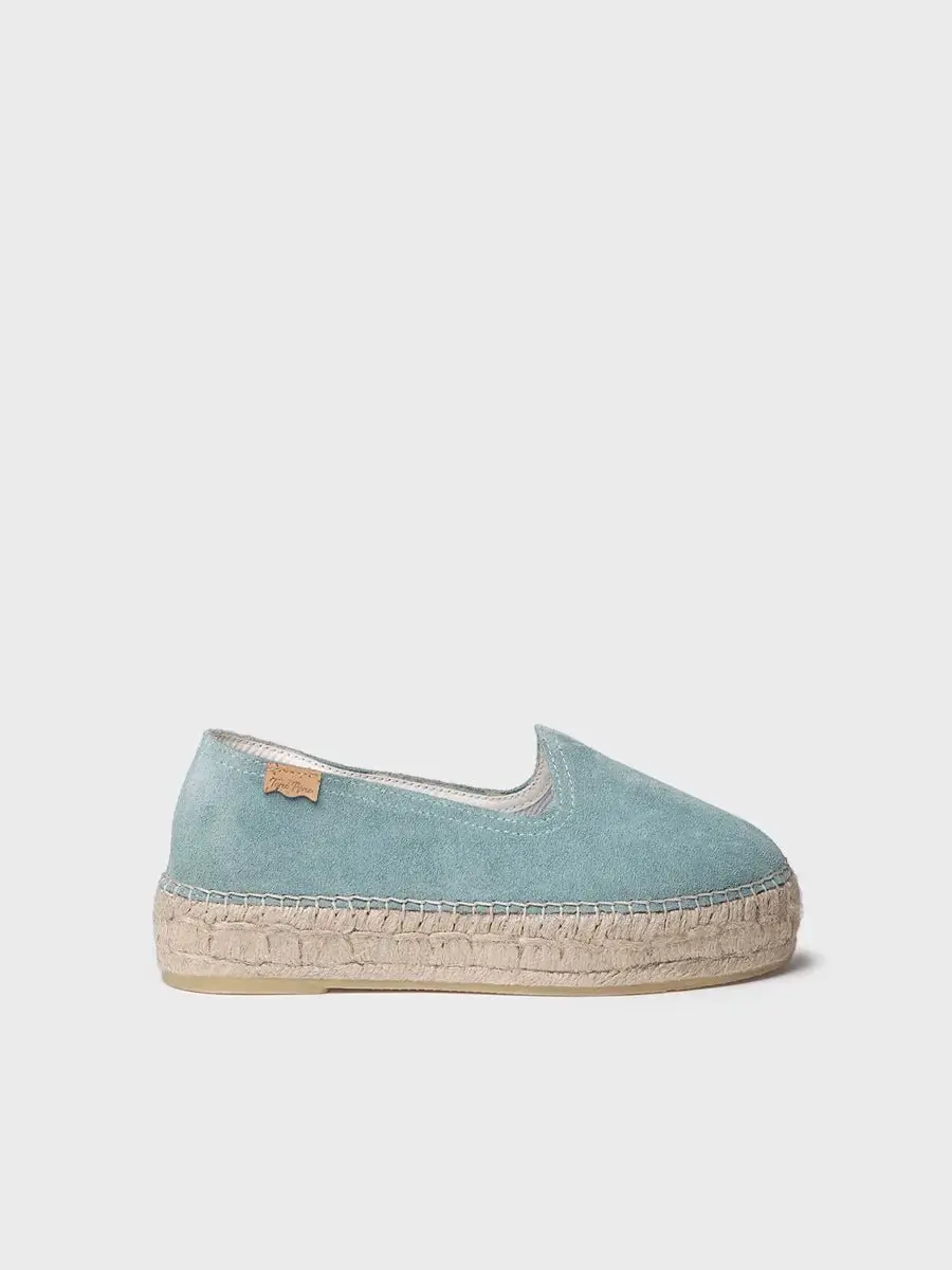 Gesloten espadrille voor dames van suède met jute zool