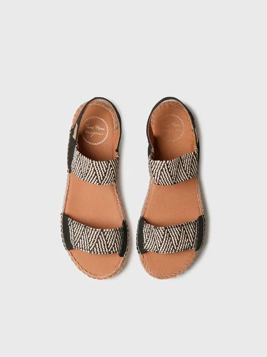 Tweekleurige espadrilles met brede elastische banden