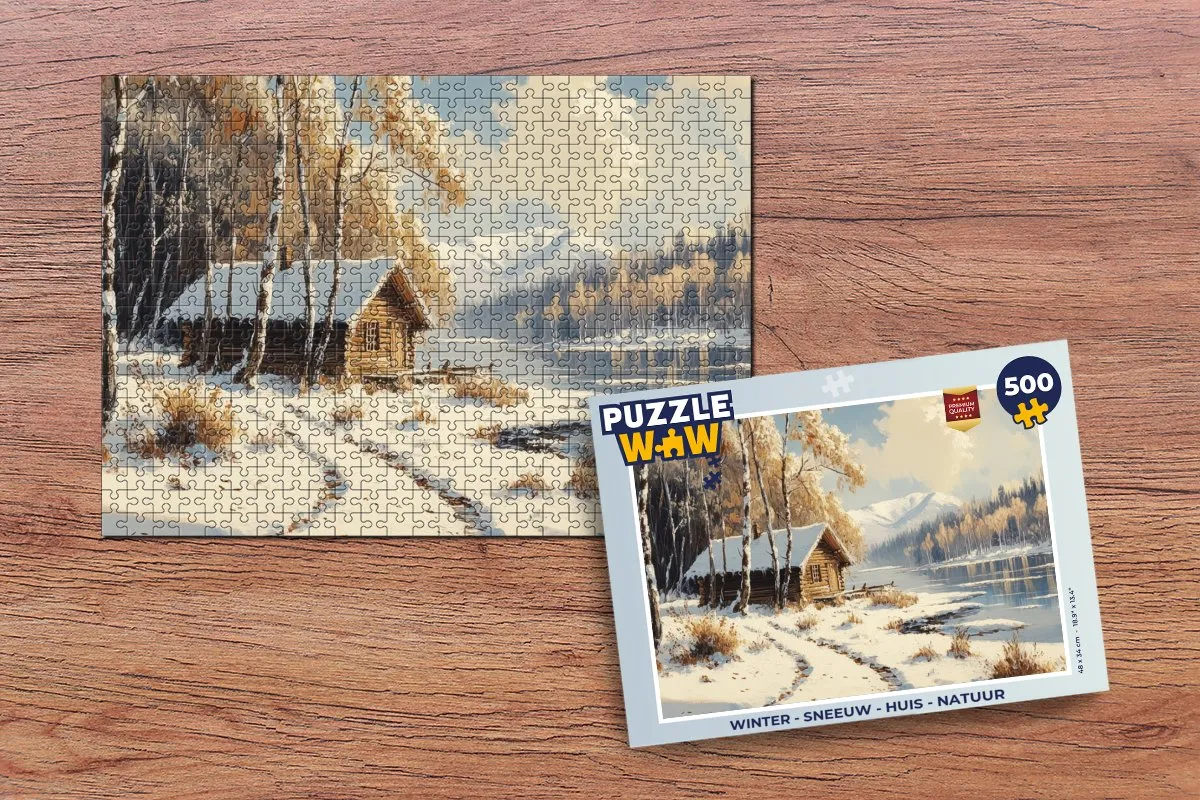 PuzzleWow Winter Sneeuw Huis Natuur Legpuzzel 500 Stuks - 8721166929722