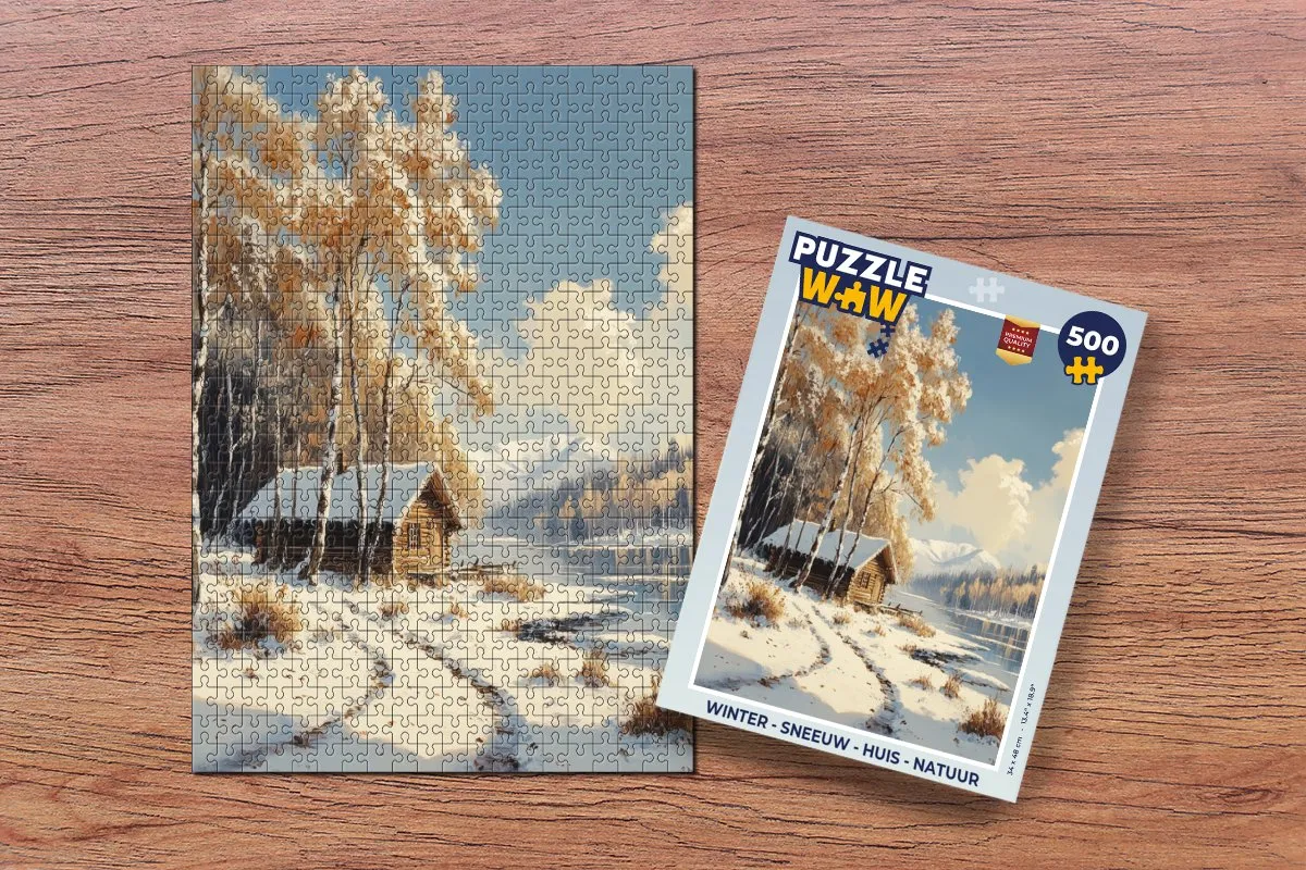 PuzzleWow Winter Sneeuw Huis Natuur Legpuzzel 500 Stuks - 8721166929722