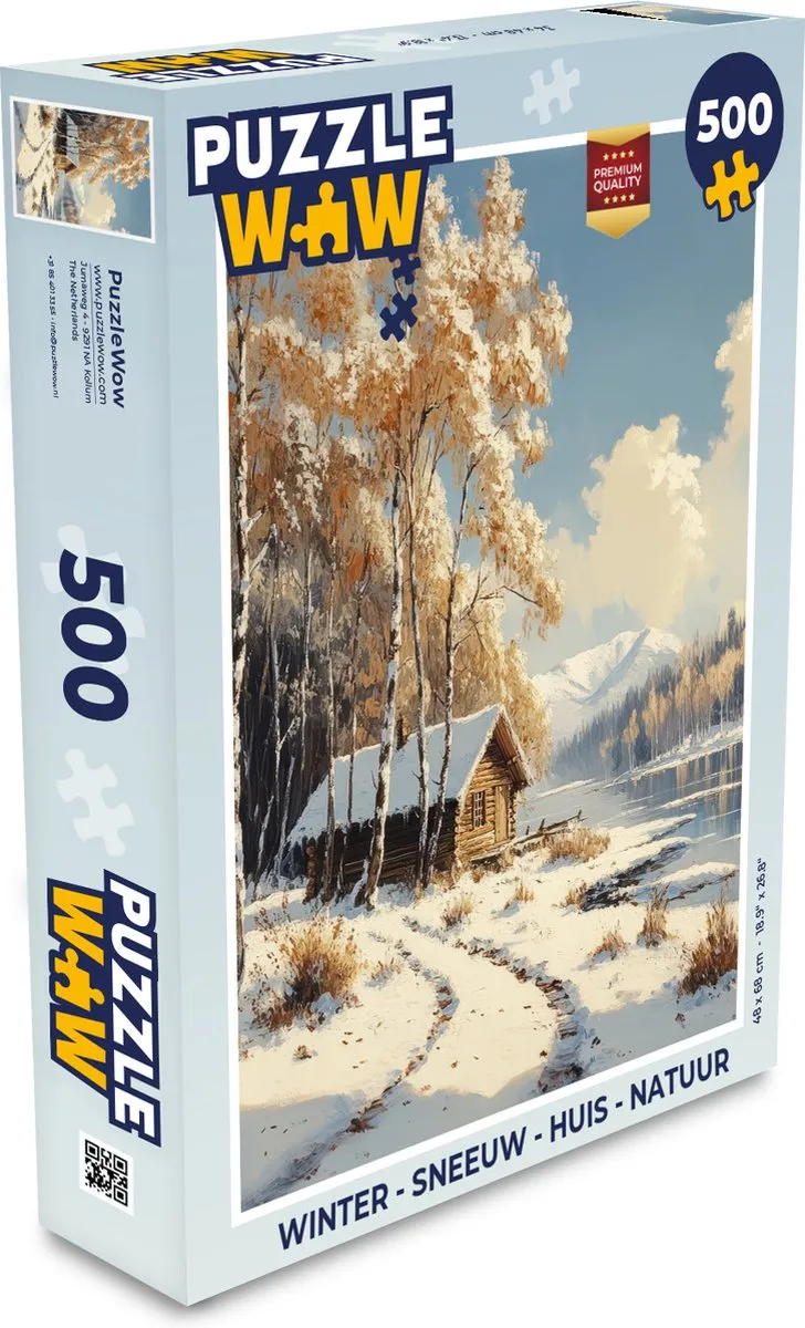 PuzzleWow Winter Sneeuw Huis Natuur Legpuzzel 500 Stuks