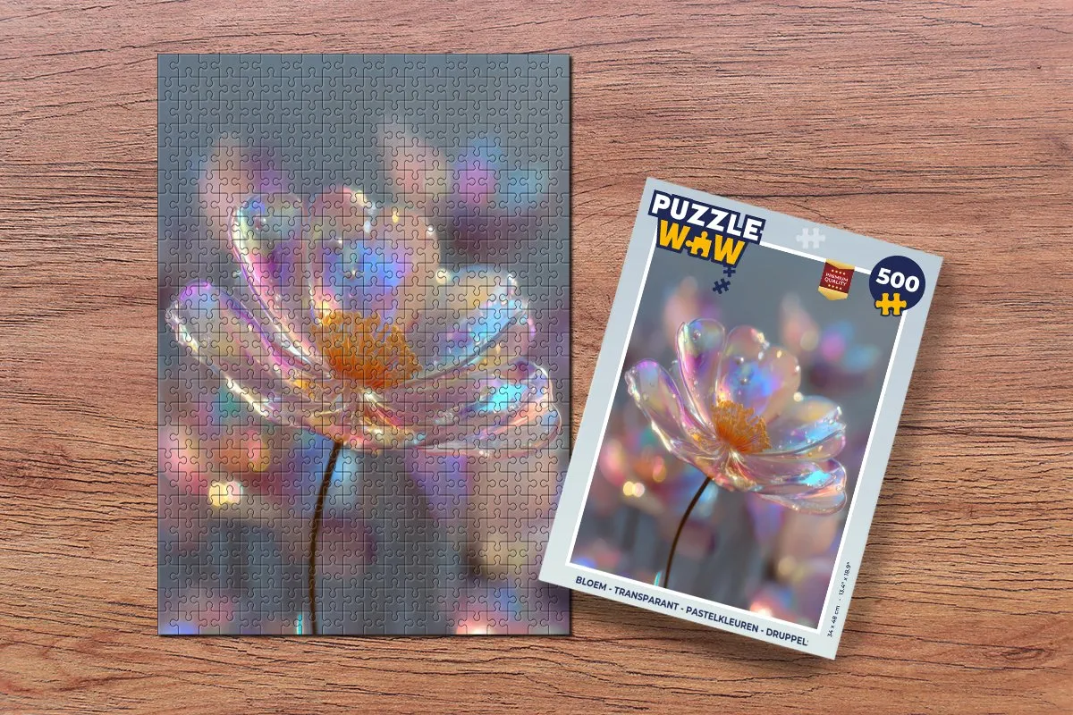 PuzzleWow Bloem Transparant Druppels Legpuzzel 500 Stuks
