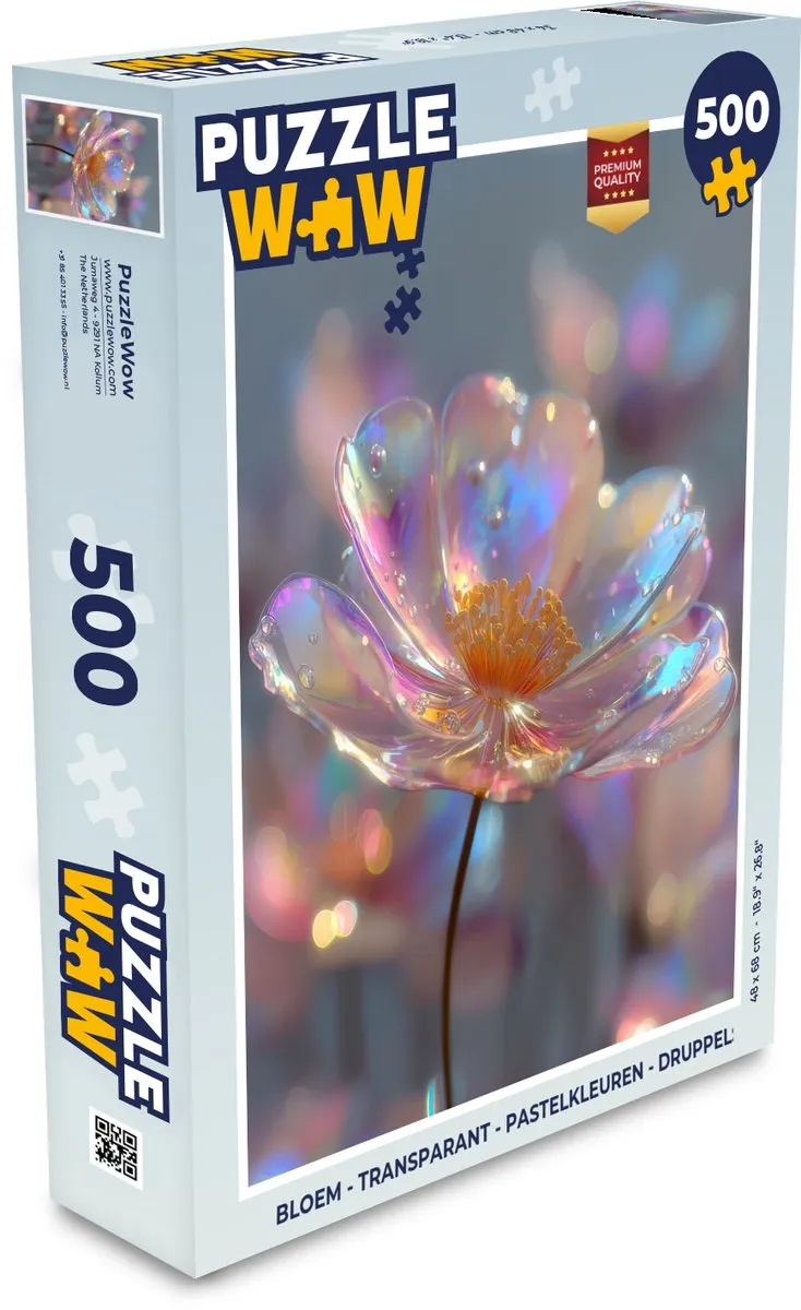PuzzleWow Bloem Transparant Druppels Legpuzzel 500 Stuks