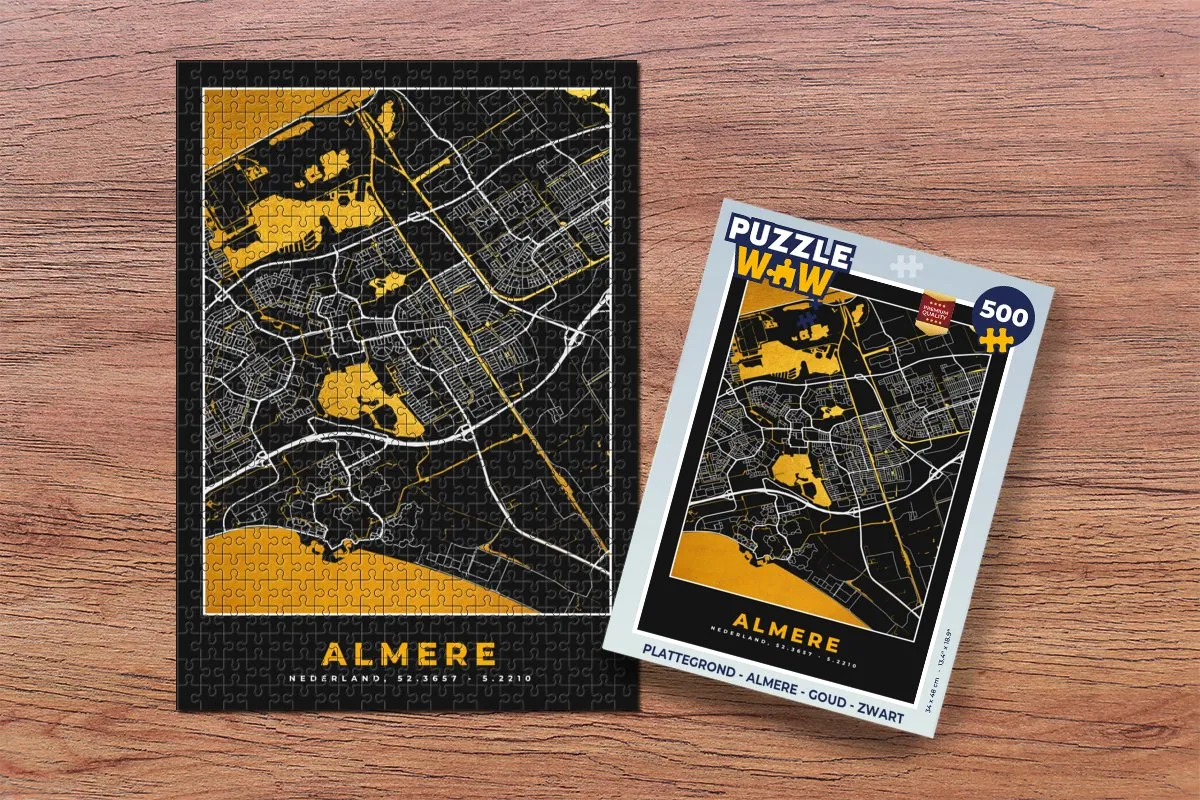 PuzzleWow Almere Legpuzzel 500 Stuks - Goud/Zwart
