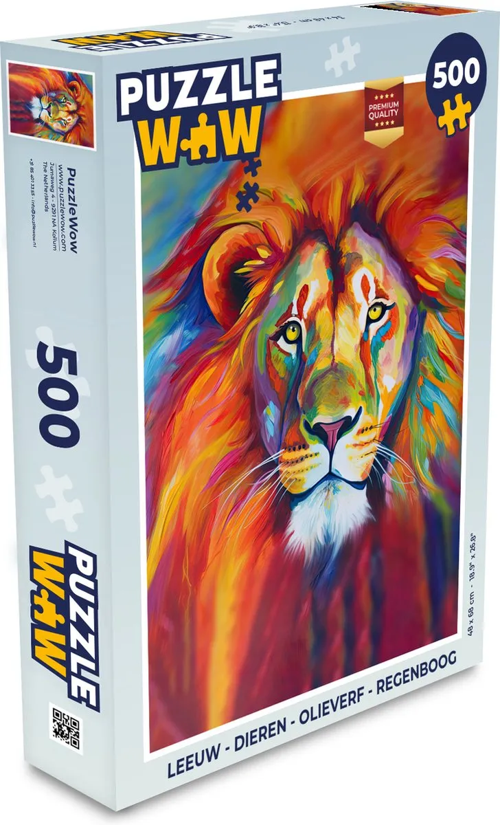 PuzzleWow Leeuw Dieren Legpuzzel 500 Stuks - Multicolor