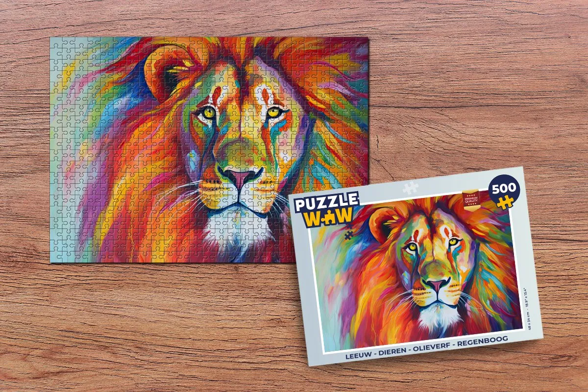 PuzzleWow Leeuw Dieren Legpuzzel 500 Stuks - Multicolor