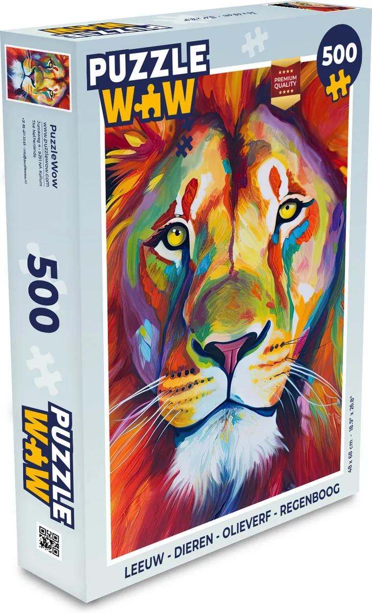 PuzzleWow Leeuw Dieren Legpuzzel 500 Stuks - Multicolor