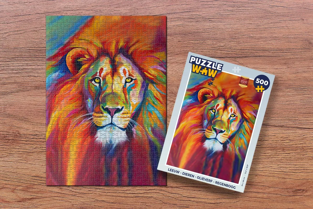 PuzzleWow Leeuw Dieren Legpuzzel 500 Stuks - Multicolor