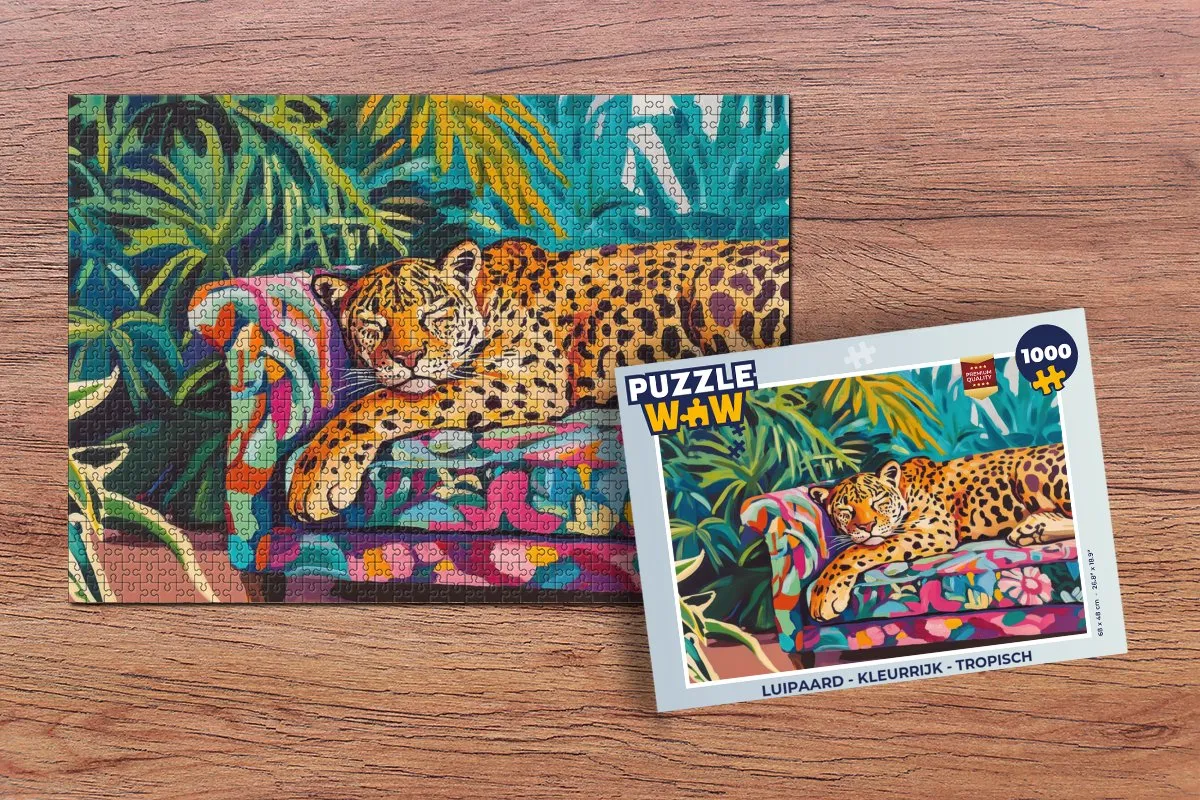 PuzzleWow Luipaard Tropisch Legpuzzel 1000 Stukjes