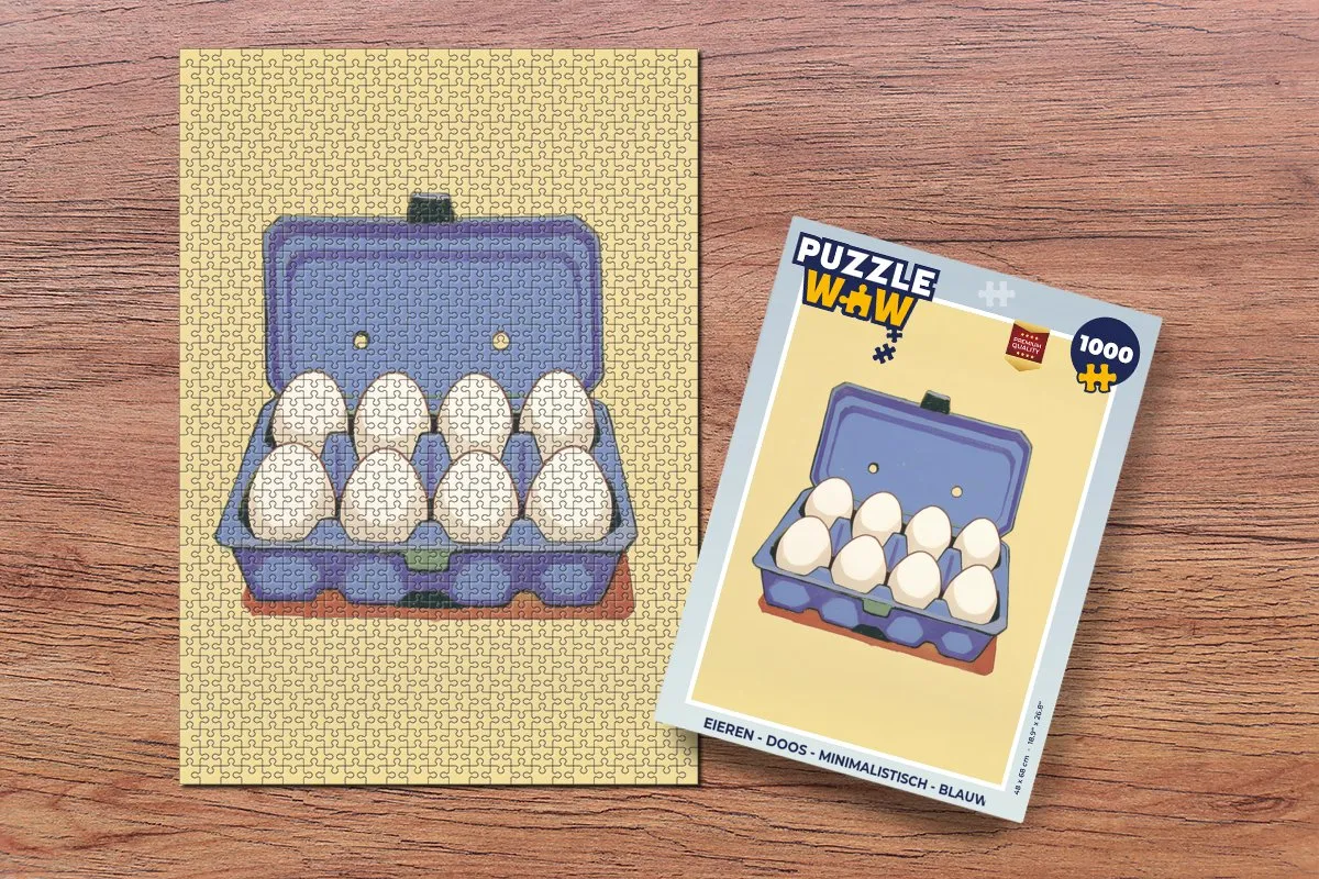 PuzzleWow Minimalistisch Legpuzzel 1000 Stuks - Blauwe Doos