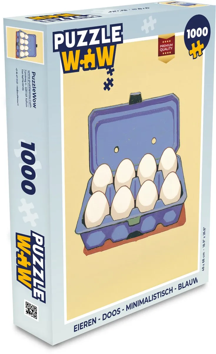 PuzzleWow Minimalistisch Legpuzzel 1000 Stuks - Blauwe Doos