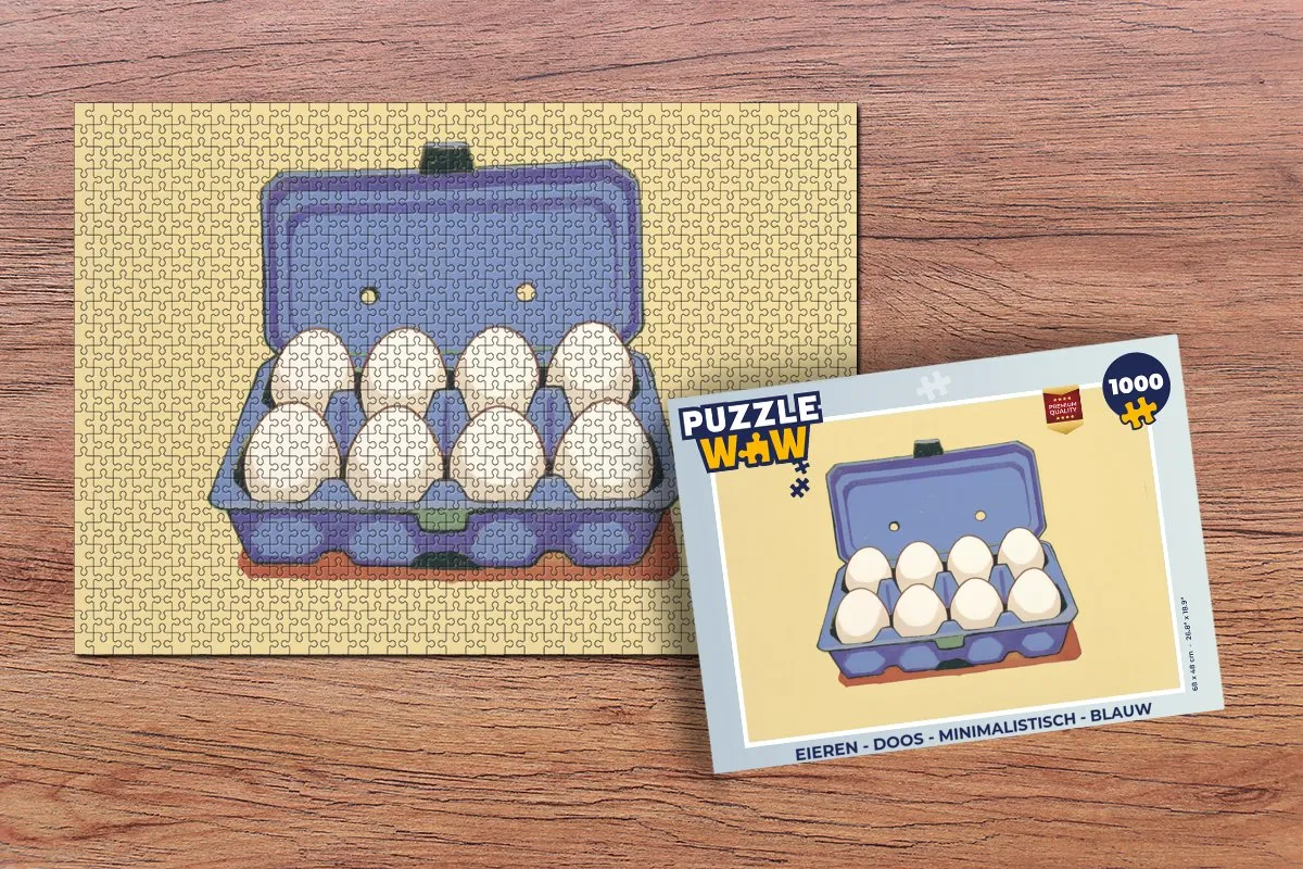 PuzzleWow Minimalistisch Legpuzzel 1000 Stuks - Blauwe Doos