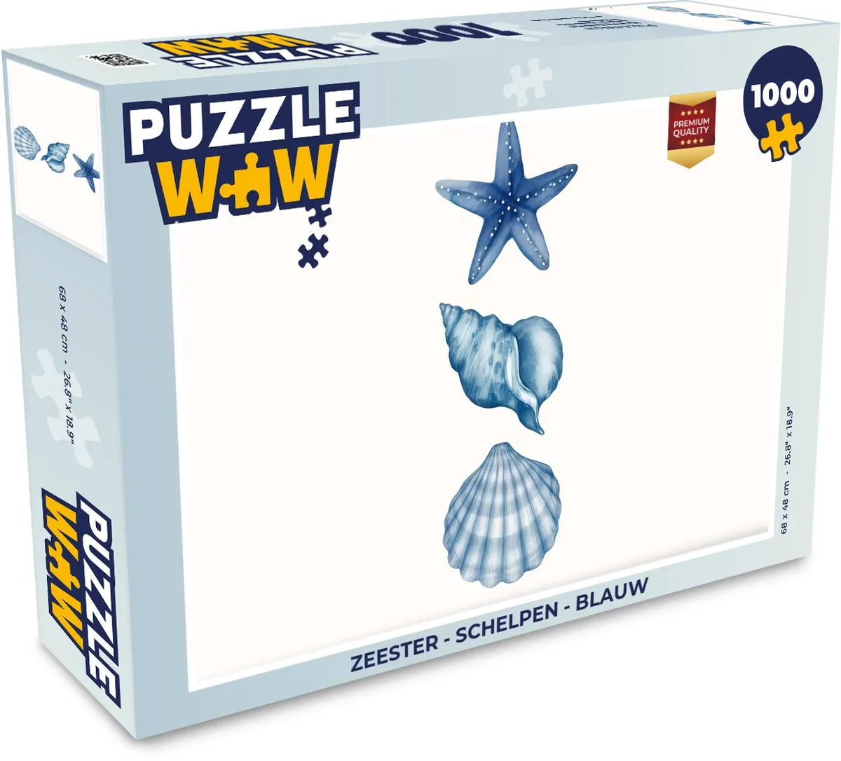 PuzzleWow Zeester Schelpen Legpuzzel 1000 Stuks - Blauw
