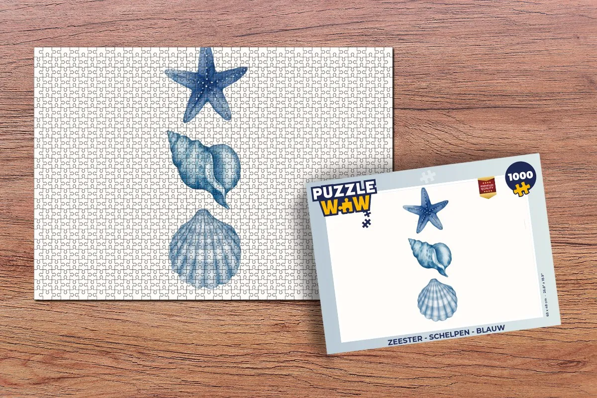 PuzzleWow Zeester Schelpen Legpuzzel 1000 Stuks - Blauw